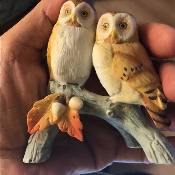 Andrea by Sadek-owl pair porcelain Figurine 1986 - Picture 1 of 5